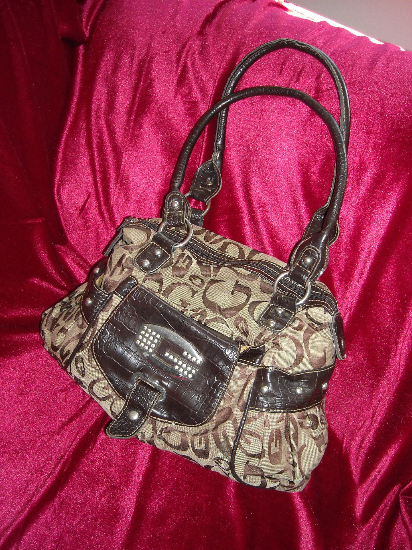 Large Guess Monogram Shoulder Bag