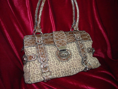 Y2K Brown Monogram Shoulder Guess Bag