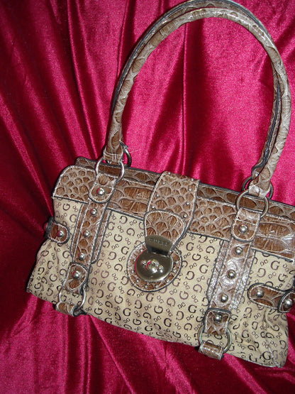 Y2K Brown Monogram Shoulder Guess Bag