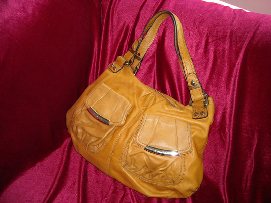 Mustard Yellow B. Makowsky Leather Hobo