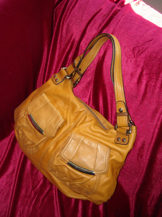 Mustard Yellow B. Makowsky Leather Hobo