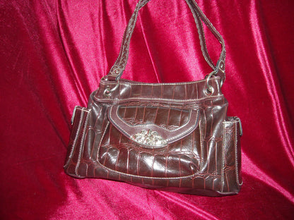 Bueno Brown Faux Croc Bag