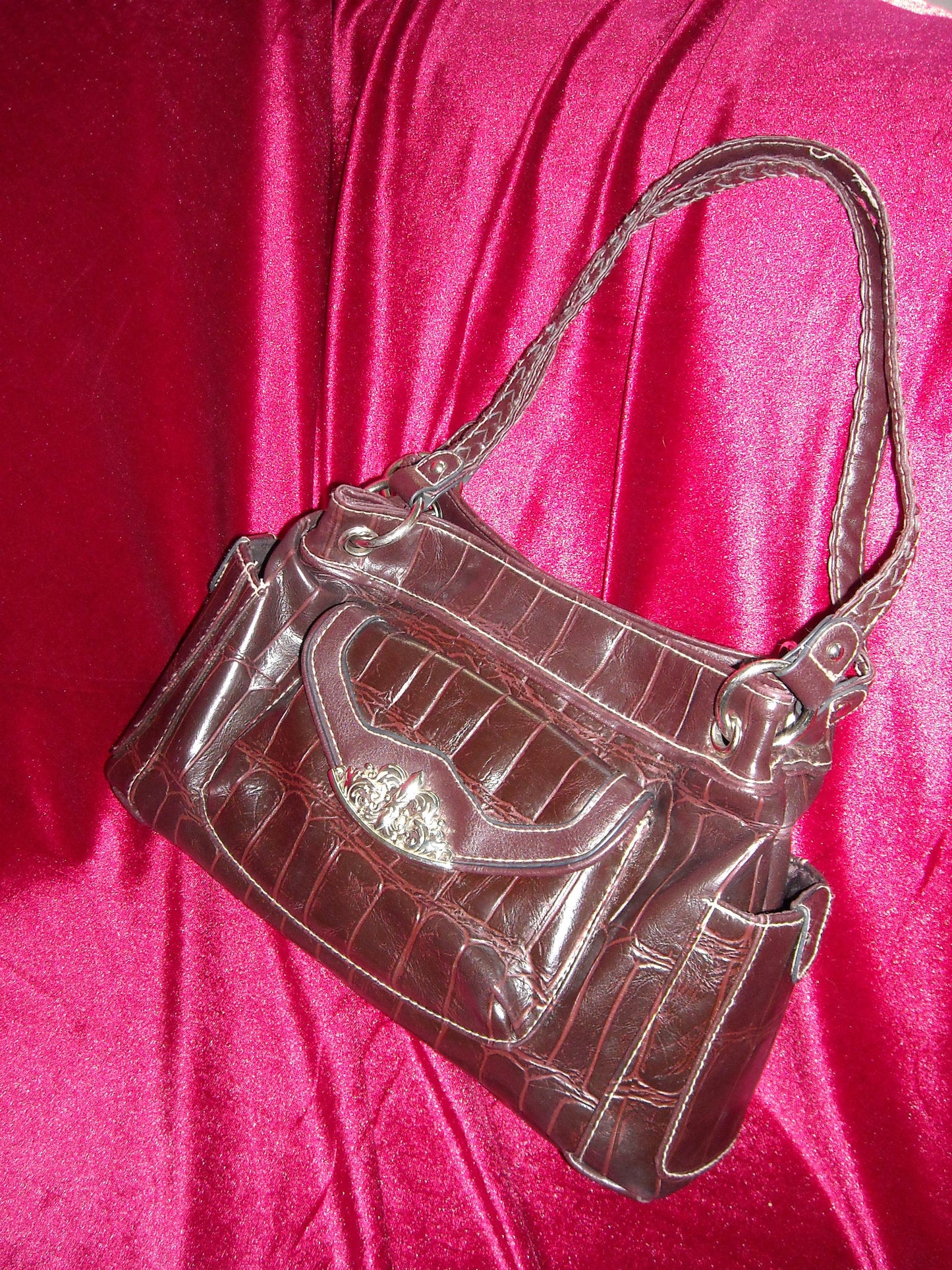 Bueno Brown Faux Croc Bag