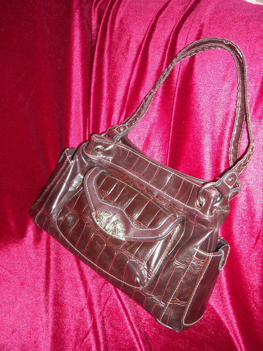 Bueno Brown Faux Croc Bag