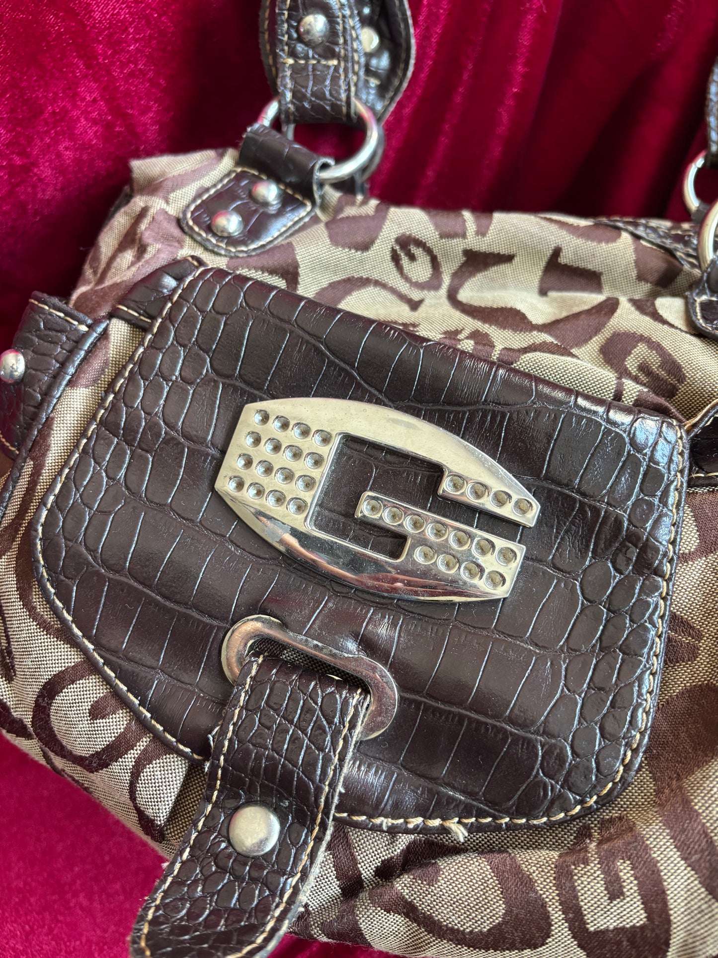 Large Guess Monogram Shoulder Bag