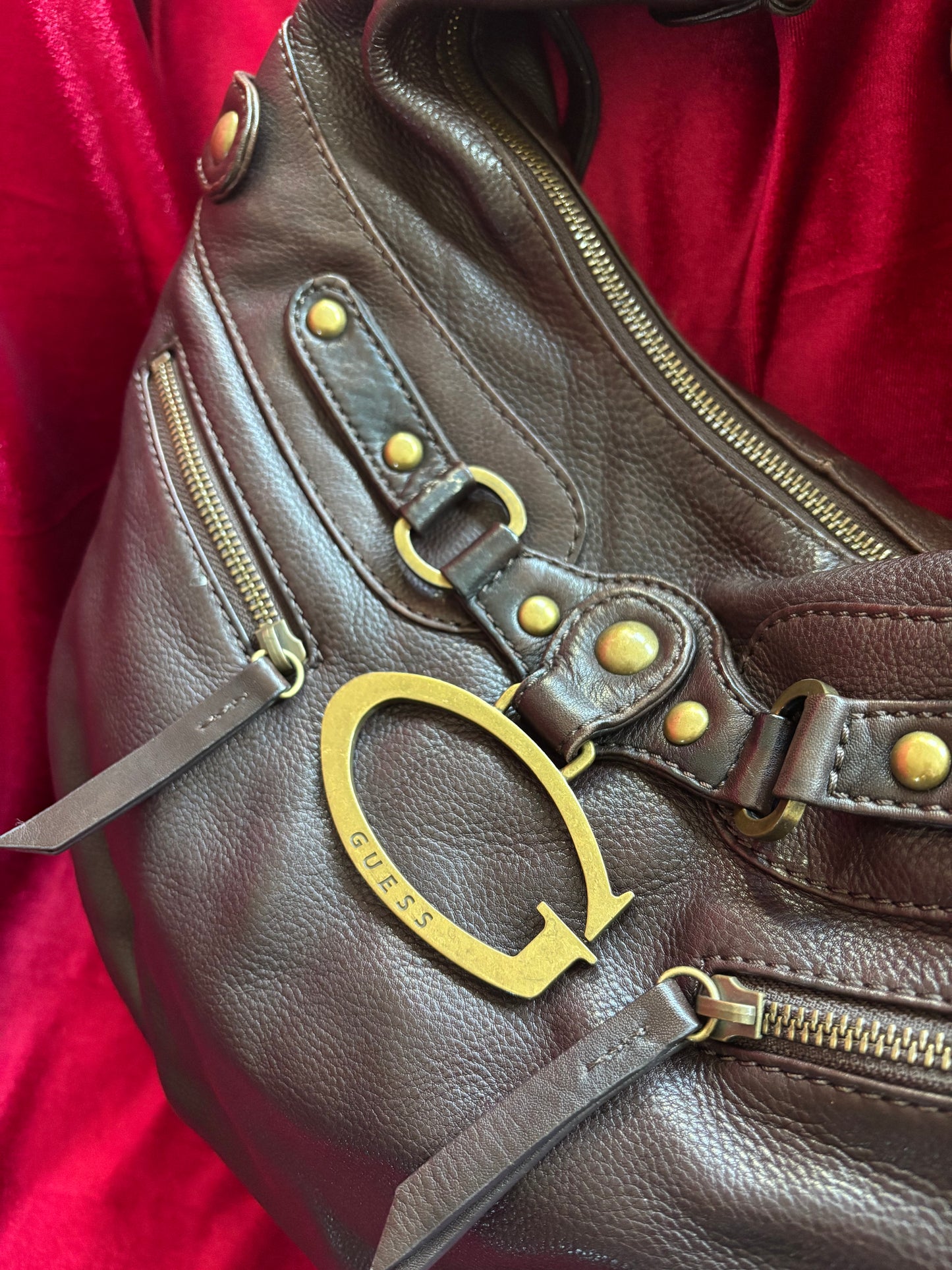 Brown Leather Y2K Guess Hobo