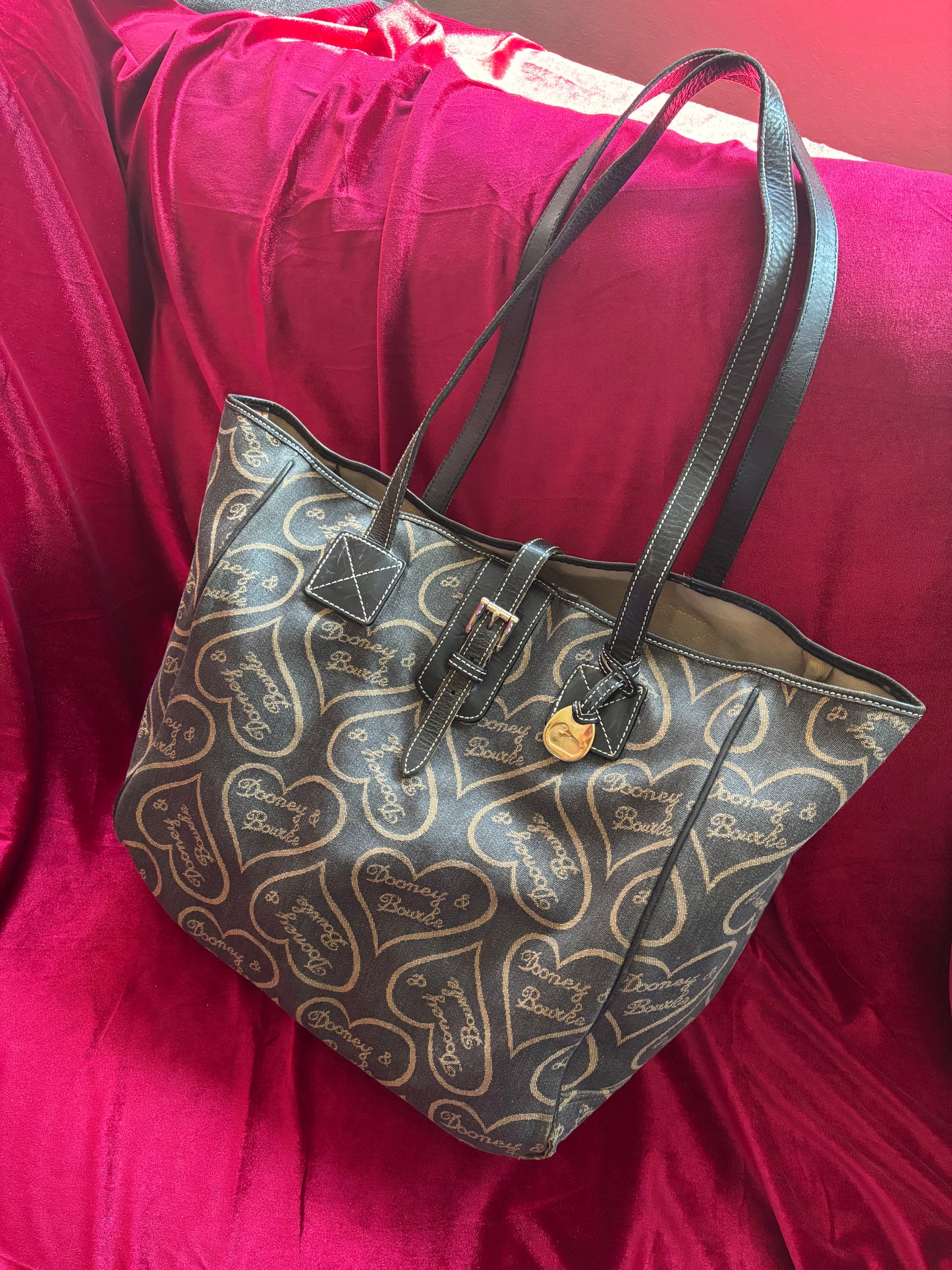 Vintage Dooney & Burke Heart Monogram Tote
