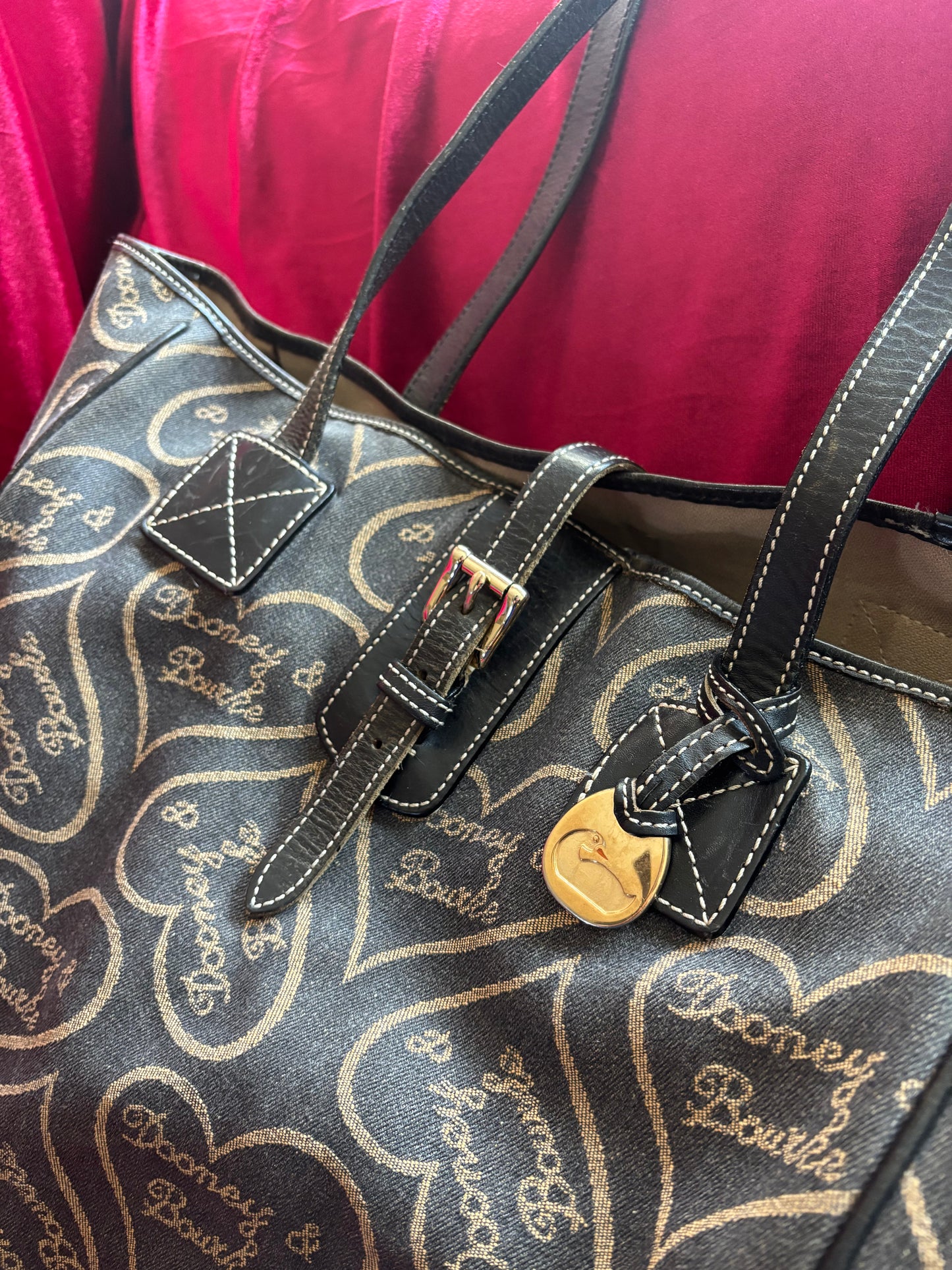 Vintage Dooney & Burke Heart Monogram Tote