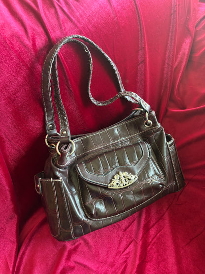 Bueno Brown Faux Croc Bag