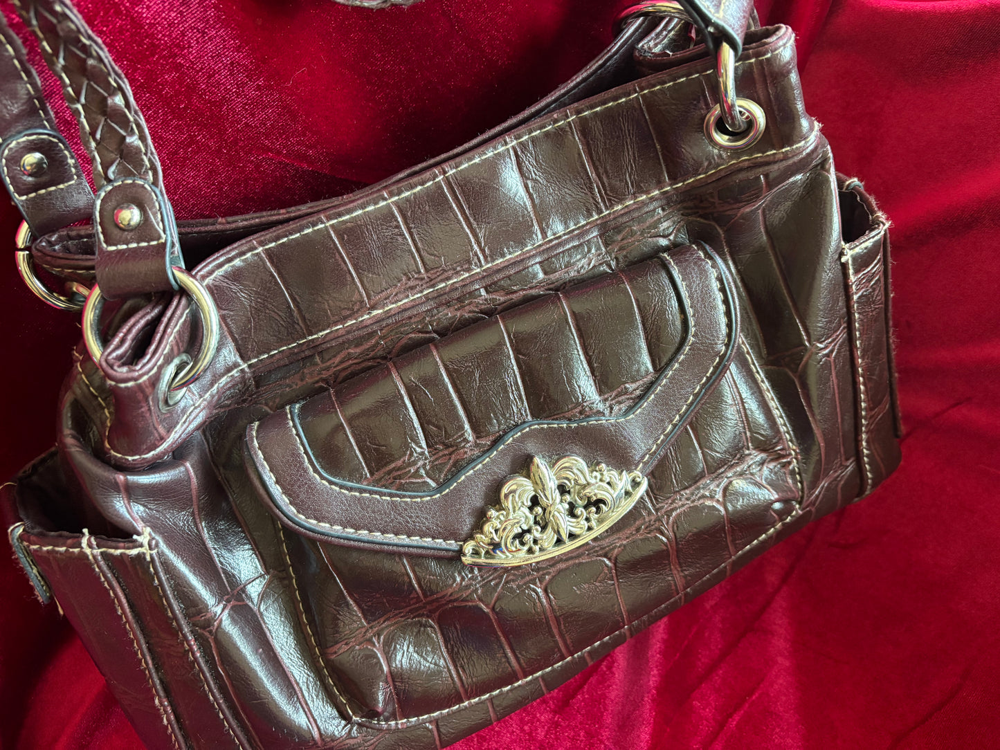 Bueno Brown Faux Croc Bag