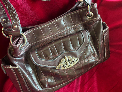 Bueno Brown Faux Croc Bag